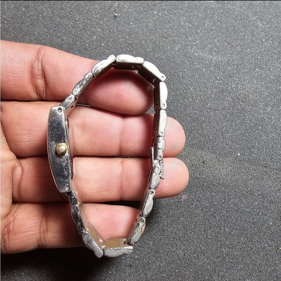 Peugeot 758 Ladies Quartz Watch Tank Style Silver Gold Tone Roman Dial Working - Picture 6 of 9